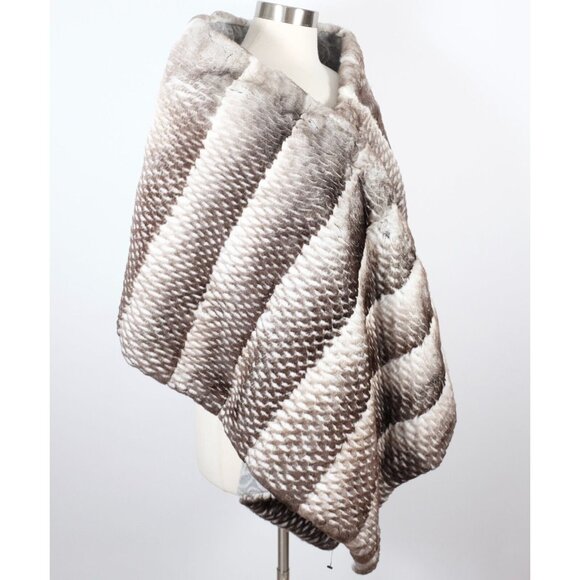 Chanel XL scarf shawl reversible 37" x 78" cashmere fur orylag gray rabbit 12k - Picture 13 of 16